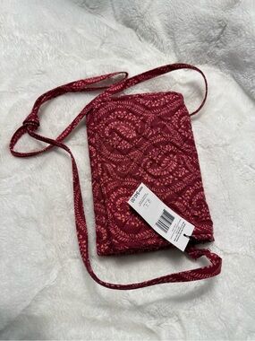Vera Bradley Burgundy Quilted Crossbody with Paisley Pattern